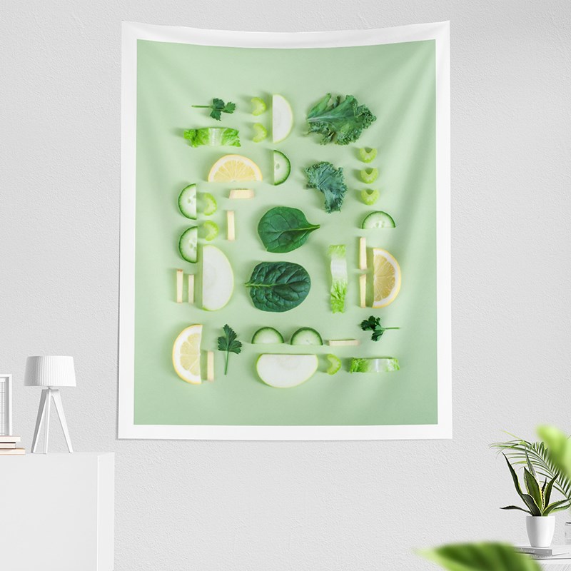 素食绿色养眼护眼背景布 小清新宿舍卧室床头挂布 现代简约装饰布