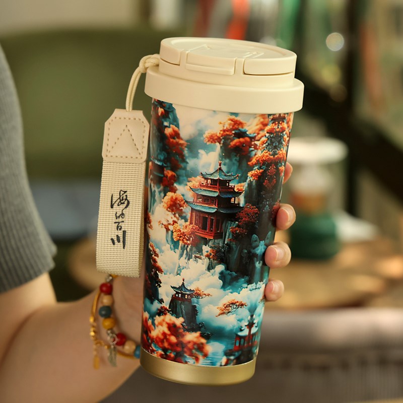 泡茶保温杯男士不锈钢q便携咖啡杯陶瓷内胆车载水杯创意学生杯子