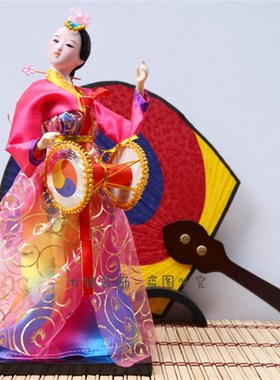 工艺品摆件韩国民俗人偶日韩式家居摆件12寸娃娃料理店装饰打鼓