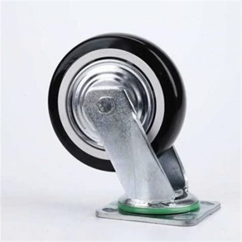 重型万向轮4寸i5寸6p寸8寸黑色聚氨酯万向J脚轮手推车轮子耐磨车