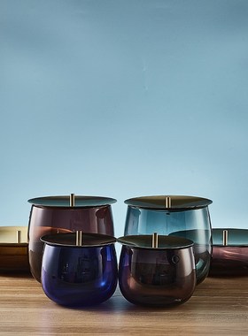 Nude努德 土耳其进口水晶玻璃金属盖玻璃罐首饰盒样板房装饰摆件