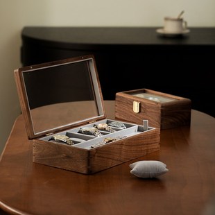 实木手表收纳盒家用精致男女放腕表展示首饰盒黑胡桃木6位盒