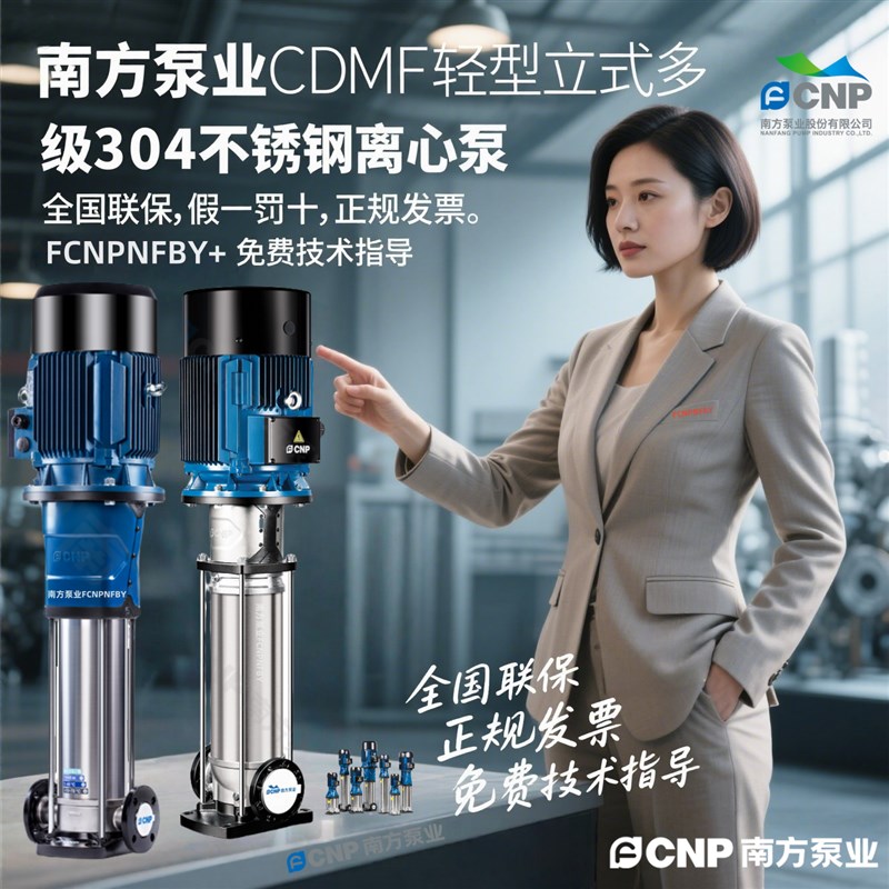 南方泵业CDM32立式离心泵杭州南方不锈钢CDMF32立式多级泵增压泵