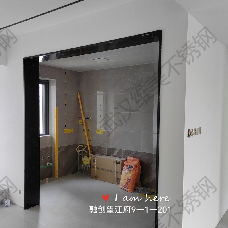 武汉不锈钢门套窗套哑光黑色磨砂极窄边框垭口电梯门套线壁龛定制