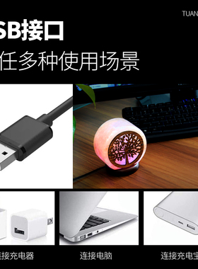 喜马拉雅天然水晶盐灯玫瑰盐粉盐月桂树剪影夜灯桌面摆件礼品台灯