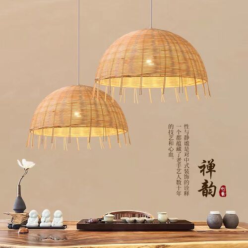 藤艺编织农家乐灯饰田园风餐厅餐馆茶室卧室火锅店东南亚竹编吊灯