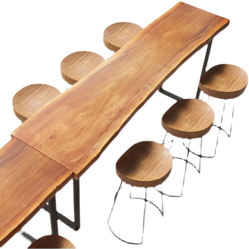 实木吧台高脚桌椅酒吧长条靠墙桌椅组合奶茶饮料店咖啡厅桌子简约