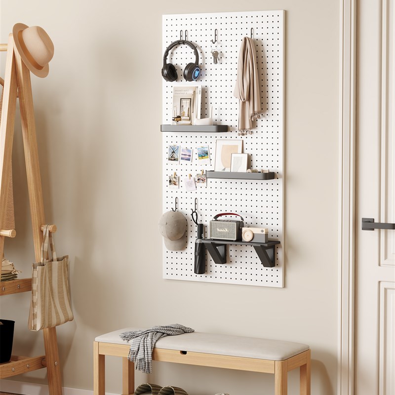 洞洞板墙上置物架入户玄关装饰挂板定制柜内不锈钢书桌磁吸收纳板