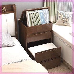 全实木翻盖梳妆台卧室现代简约小户型化妆桌带USB充电床边化妆台