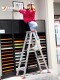 步步稳铝合金人字梯加厚折叠工程梯可行走移动走梯木工装 修铝梯子