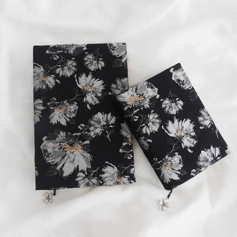 a5书衣手账本书套a6笔记本保护套黑色提花精致书S本保护套布艺书