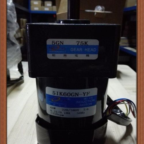 松岗电机 60W三相电机 5IK60GN-YF 1:75 轴径12mm 380V 1350转