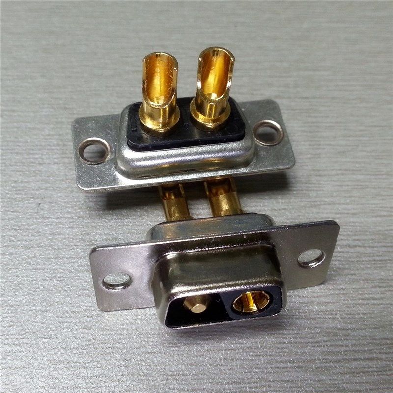 大电流D-SUB2V2焊线式插头连接器母头 矩形2芯电源线接口插座镀金