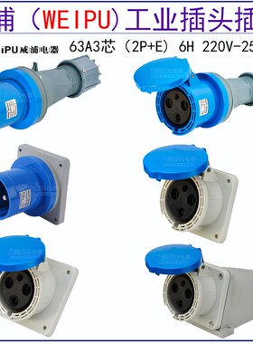威浦WEIPU工业插头座63A3芯IP44 TYP641 2901 5901 6901 3901 541