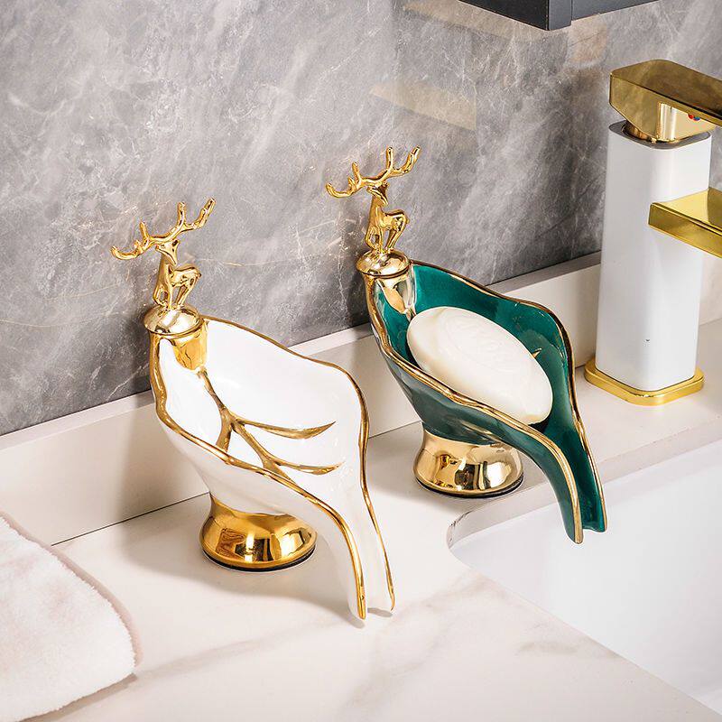 轻奢陶瓷香皂盒皂盒置物架肥皂盒家用沥水打孔卫生间壁挂式收纳