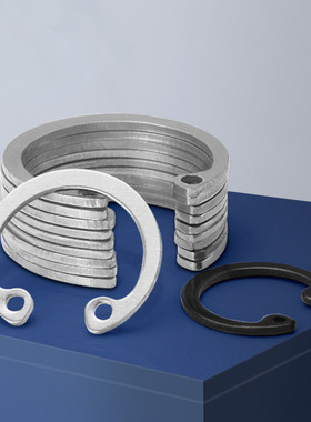 304不锈钢孔用挡圈卡簧黑色65锰弹性C型卡环A型内卡GB8938200