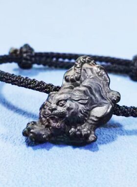 黑檀木十二生肖虎手链绳饰品红木紫檀虎挂件男女桃木首饰礼物