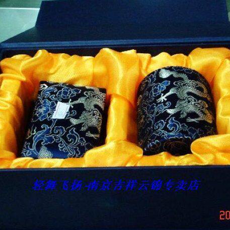 南京云锦研究所 吉祥云锦 工艺品 办公摆设 蓝色笔筒名片盒