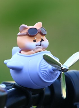 自行车小配饰电瓶电动车装饰品小配件可爱车载摆件猫咪风车