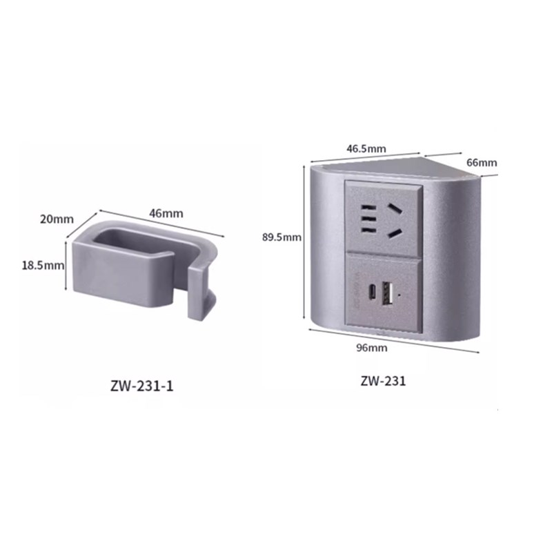 浴室镜柜隐藏转角插座S接口组合面板橱柜衣柜橱柜隐藏电源插座