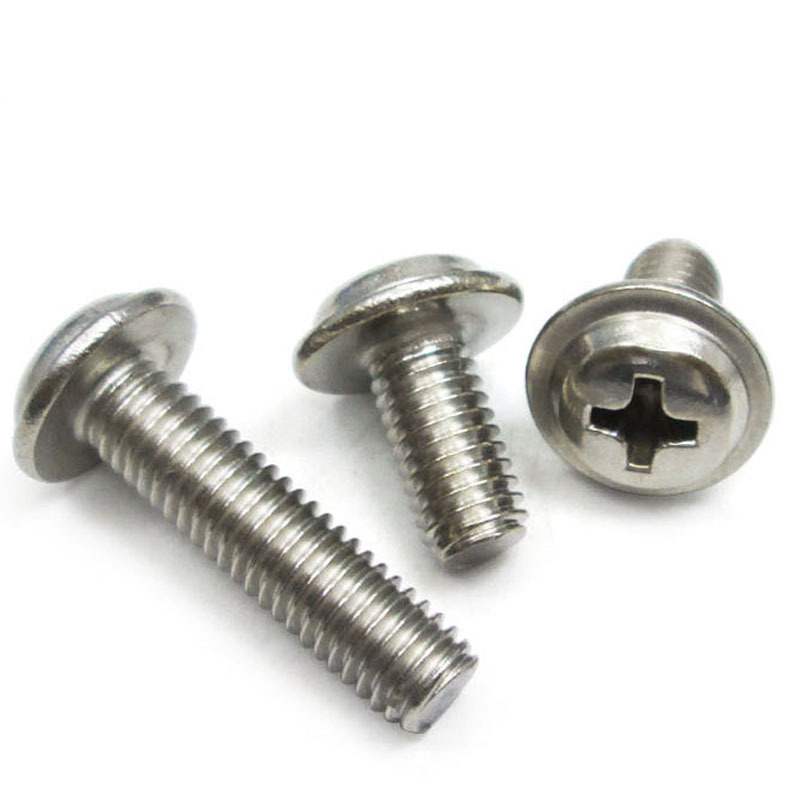 镀镍十字圆头带垫铁螺丝盘头带垫螺钉电脑机箱小螺钉M2M3M4M5M6M8