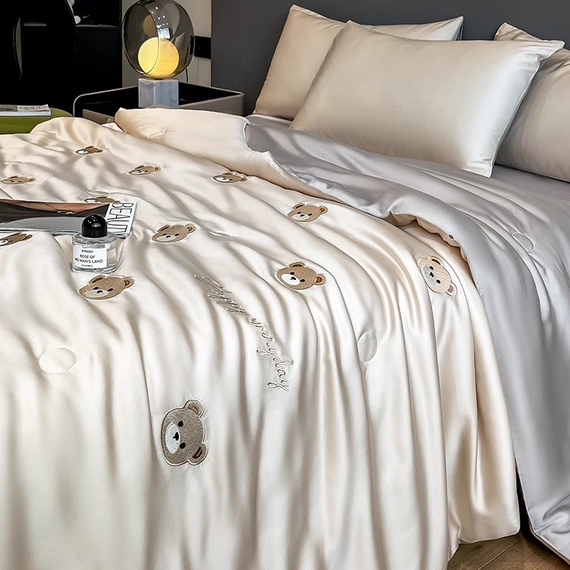 轻奢夏天冰丝夏凉被床上四件套夏季丝滑J裸睡被子床品床单人三件