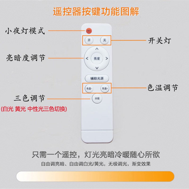 LED吸顶灯遥控驱动电源 三色分段控制变压器红外线无极调光安定器
