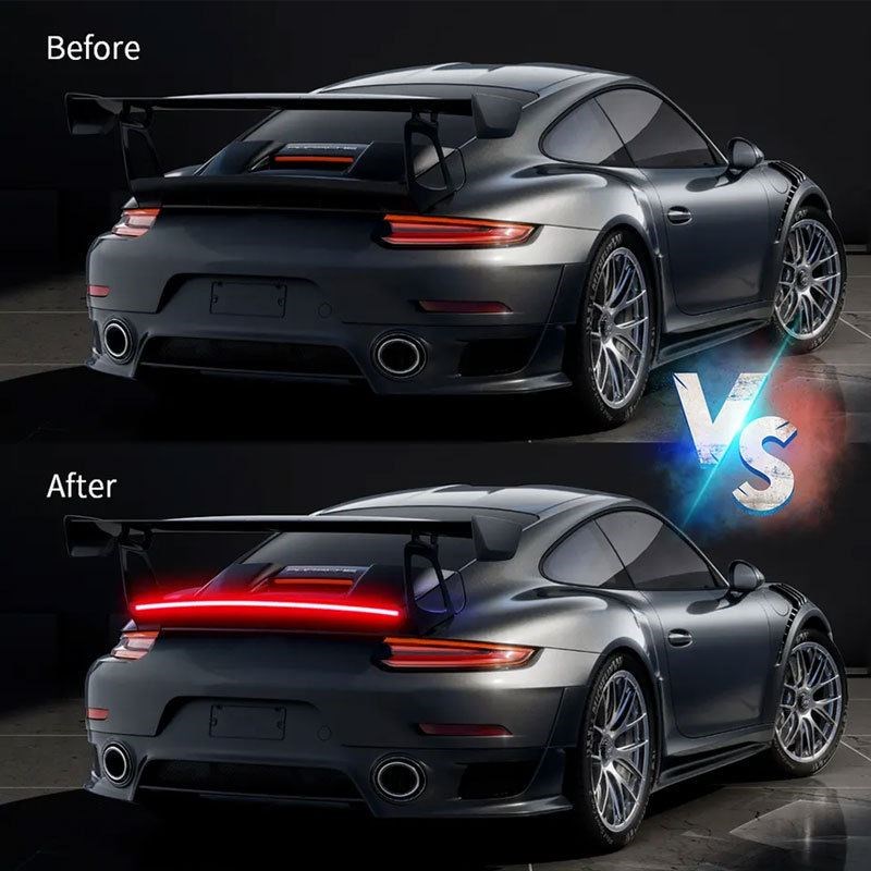 汽车碳纤尾e翼灯汽车改装通用尾灯高亮LED流光转向高位刹车灯