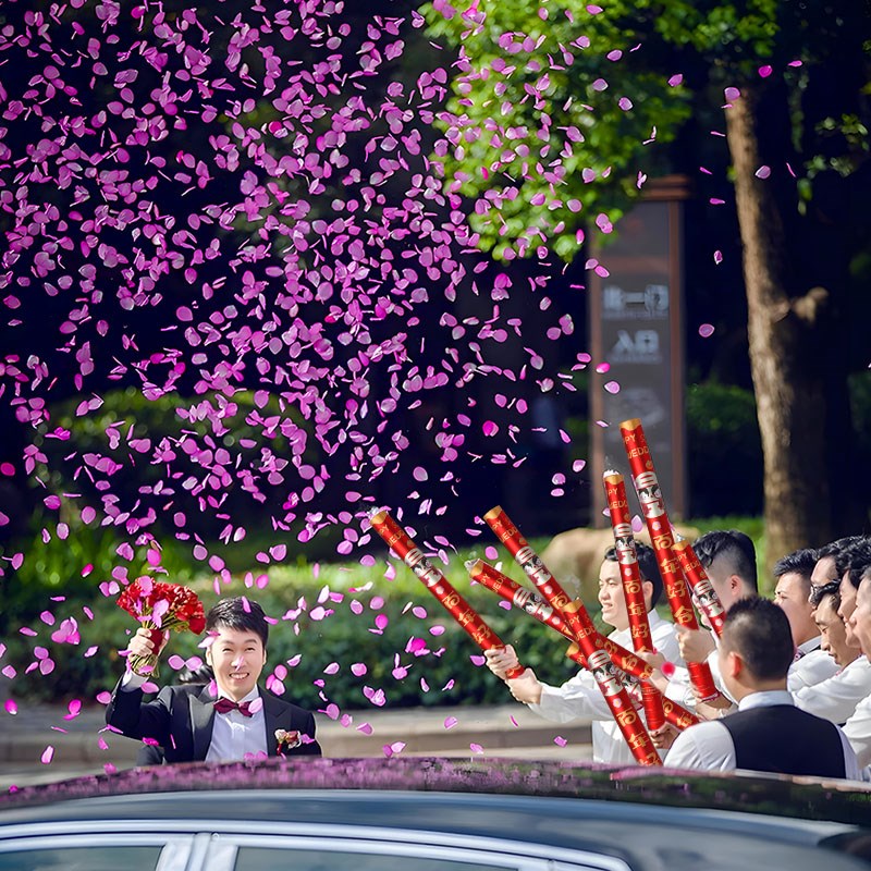 结婚礼花筒花瓣雨9000片4支 婚礼接亲手拿礼炮手拧式喷花炮筒婚庆