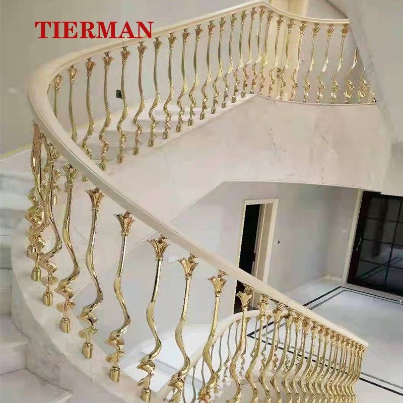 2022新款楼梯护栏铝合金扶手金色黑色定制室内欧式栏杆楼梯扶手潮