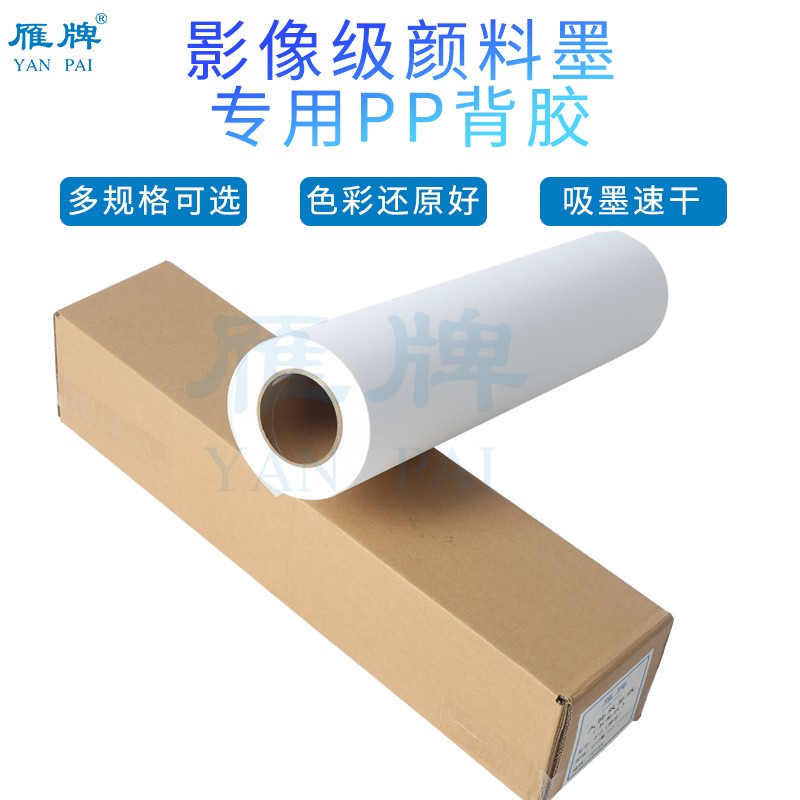 雁牌影像级颜料墨专用PP背胶高光防水打印纸 喷墨打印机相纸卷筒