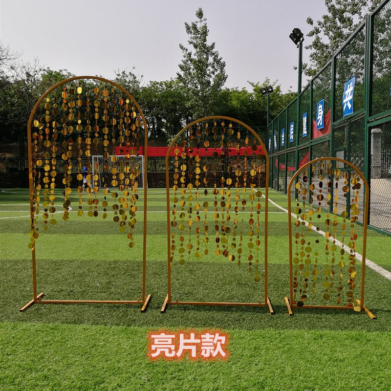 新款路引婚庆道具铁艺珠帘拱门高山流水架子婚礼屏风门店开业拱门