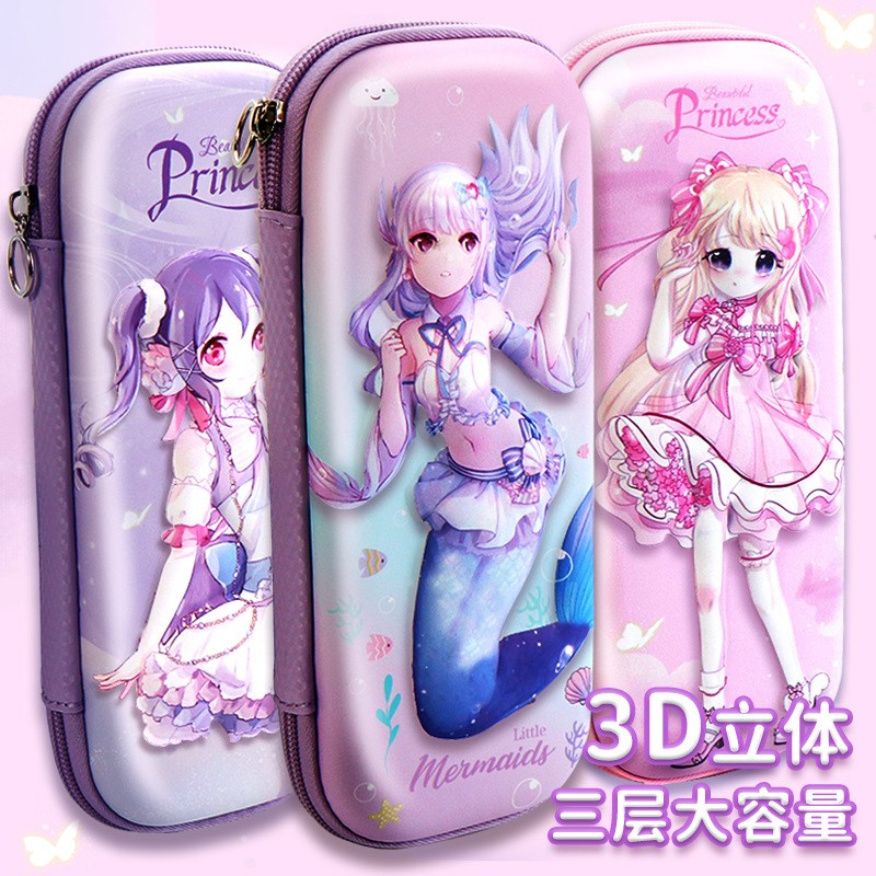 大容量卡通3d立体文具盒女孩小学生可爱铅笔盒多功能减压笔袋
