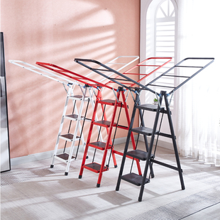 折叠家用梯晾衣架两用三四五步踏板焊接多功能免安装 移动晾衣架梯
