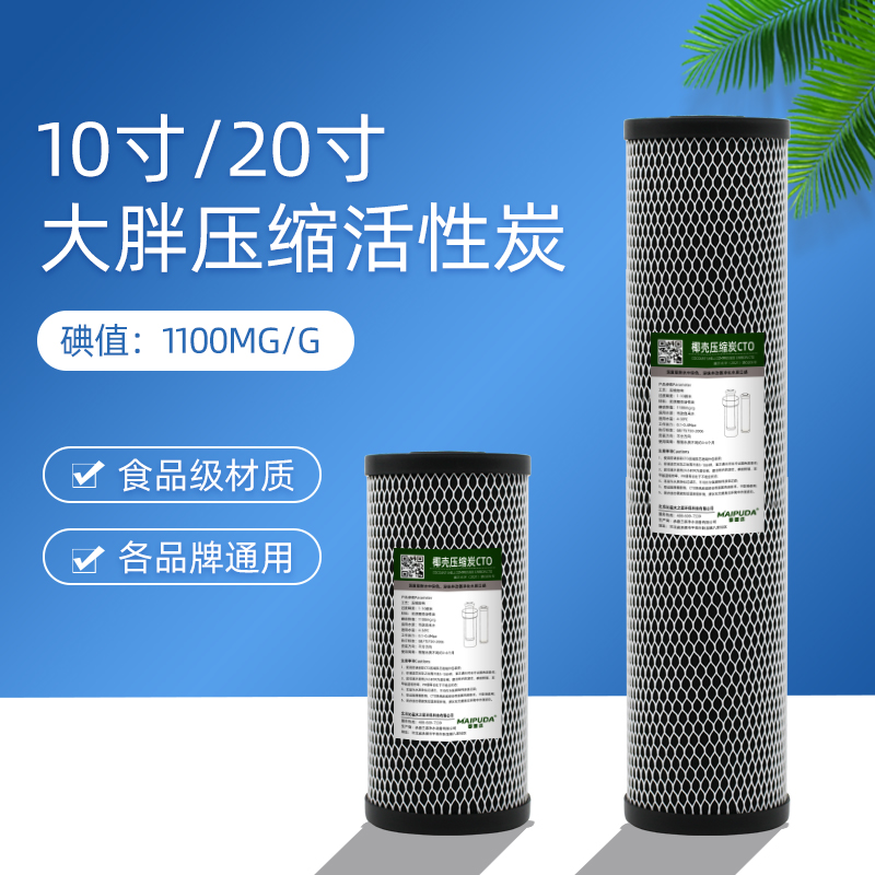 10寸大胖滤芯20寸椰壳压缩活性炭前置净水器全屋CTO过滤器直饮水