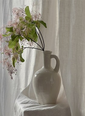 WHIT GARDN法式田园风复古奶油风陶瓷花瓶客厅白色艺术插花