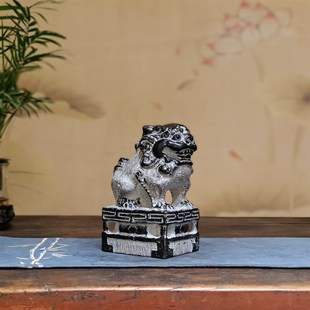 天然青石茶宠手把件喜狮案头狮中堂狮正脸狮子小石狮子镇宅摆件