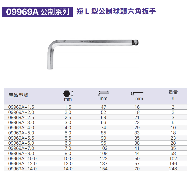 K牌球头内六角扳手