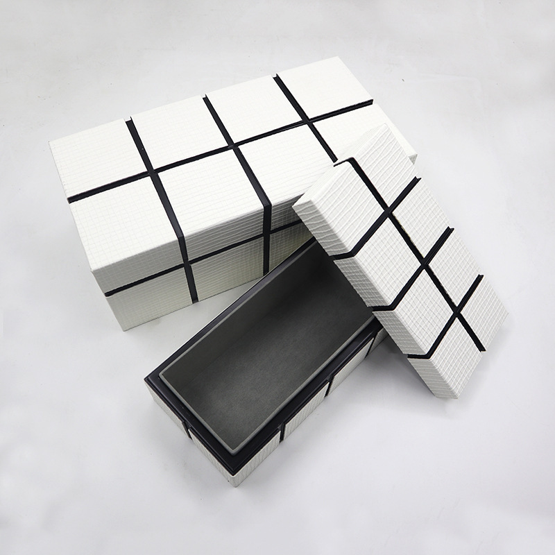 新中式皮革首饰盒家居软装样板间装饰盒客厅卧室摆件木质工艺品