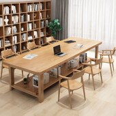 客厅大书桌纯实木双层长条儿童学生双人学习图书阅读办公工作台