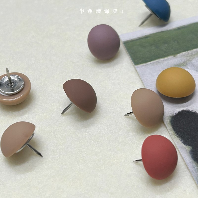 8个装简约彩色半l圆图钉创意按钉留言板毛毡软木板照片墙装饰工字