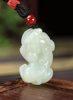 貔貅吊坠b玉坠玉佩玉饰品带挂绳招财背财小貔貅本命年情侣款式生