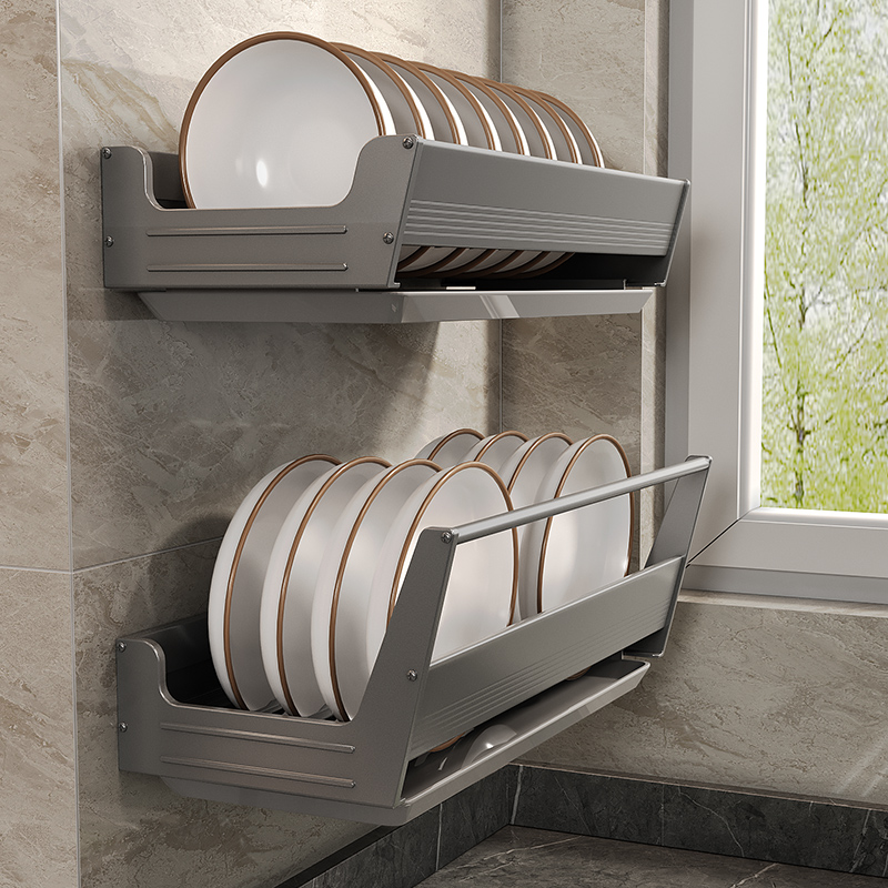 厨房碗碟收纳架 太空铝置物架挂墙壁挂式沥水架 S放碗架盘子架挂