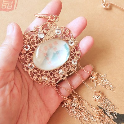 包邮87版e红楼梦贾宝玉通灵宝玉璎珞项圈 带字可取 纯铜镀保色金