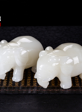 石诚记乔迁新居电视柜家居v饰品客厅开业商务礼品玉石大象摆件一