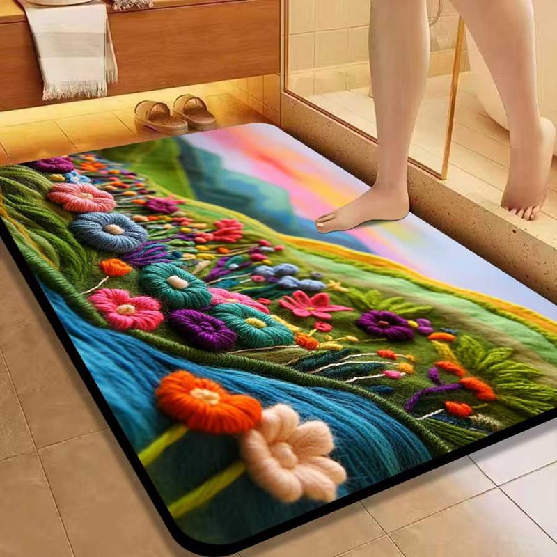 5D加厚硅藻泥地垫吸水垫卫生间浴室地垫厕所门口入U户门洗手间地