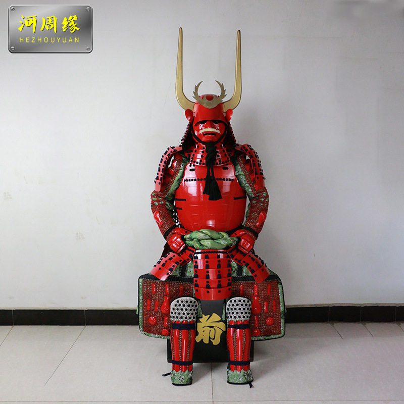 红色大铠日本战国武士盔甲影视道具头盔甲胄可穿道具盔甲当世具足