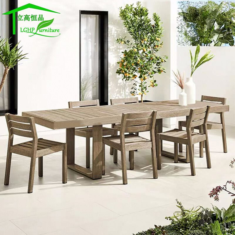 户外别墅庭院花园桌椅实木室外露台防腐柚木长凳防水防晒家具组合