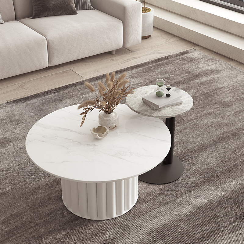家用岩板茶几组合北欧简约现代客厅花几小户型大理石轻奢网红风