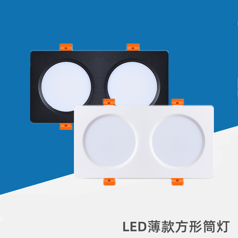 LED双头筒灯白色黑色天花灯嵌入式薄筒灯